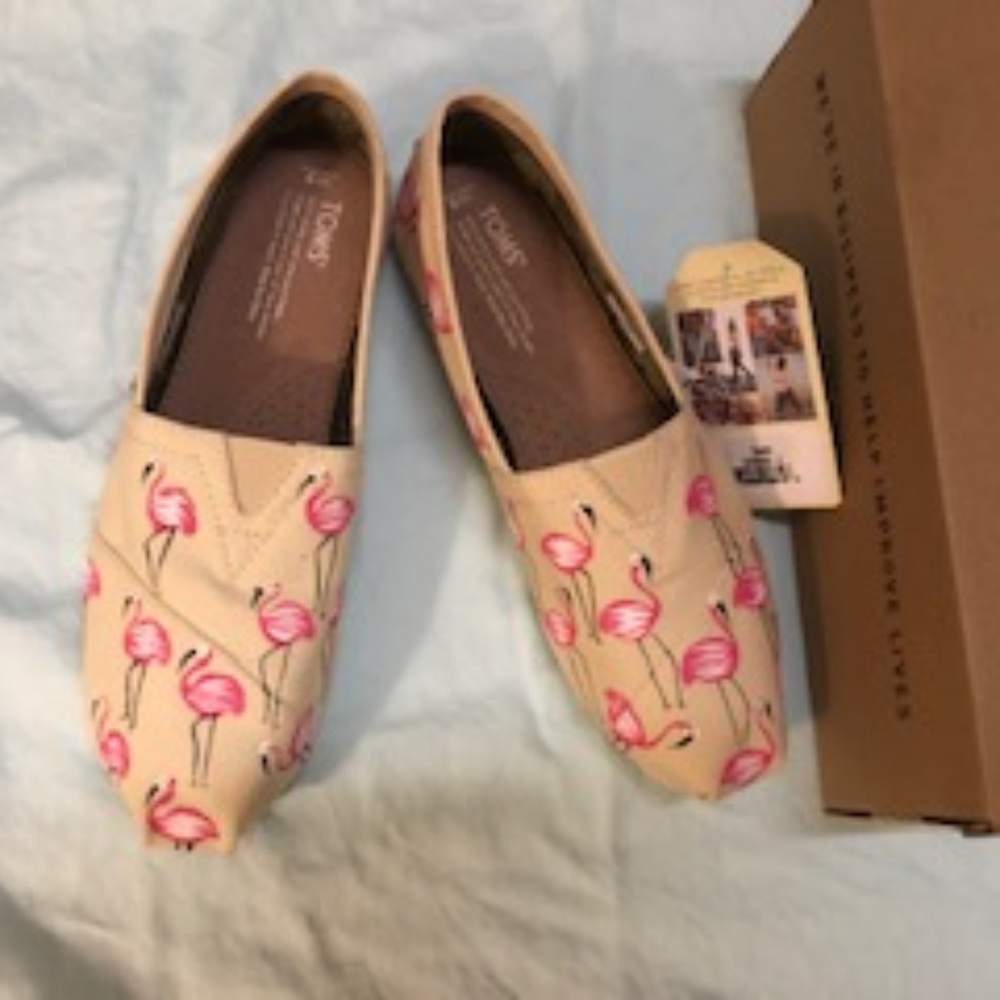 New Tom's Hand painted Flamingos